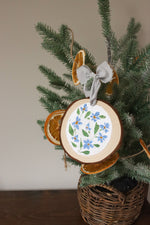 Load image into Gallery viewer, Forget Me Nots Wood Slice Ornament
